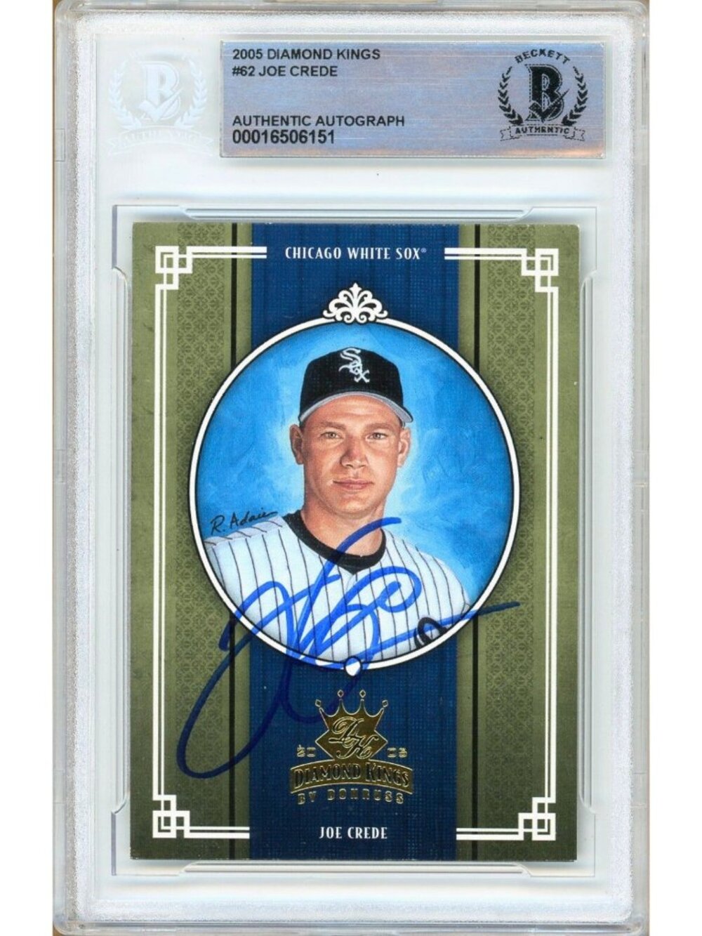 Joe Crede Signed 2005 Donruss Diamond Kings #62 White Sox BAS Slabbed Auto MLB